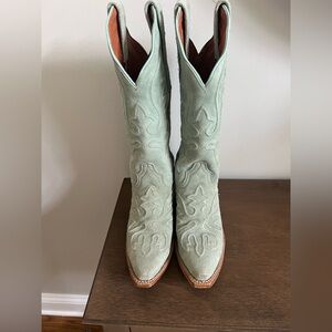 Dan Post Green Heeled Boots with Western Embroidery